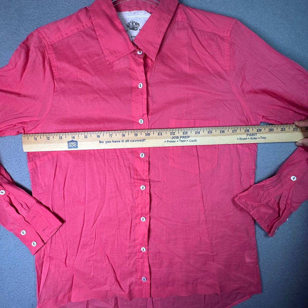 Shirts by Cine Cotton Button Down Shirt Roll Tab Sleeve Small Coral Pink Office - Picture 4 of 10
